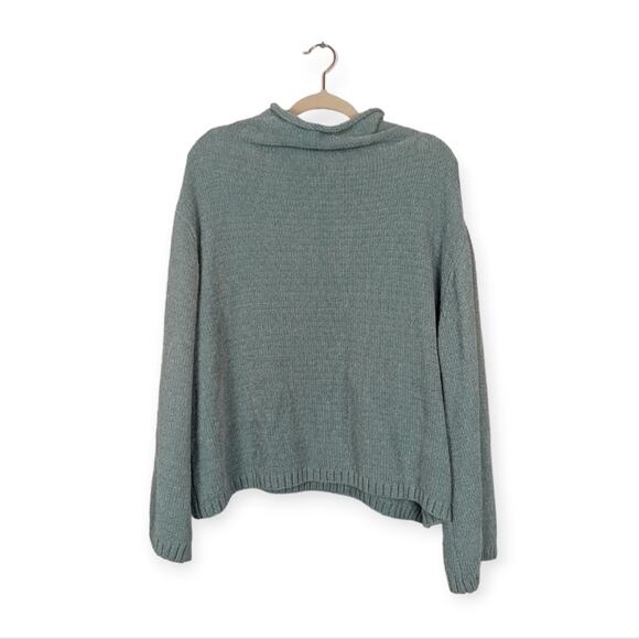 Eloquii Green Knit Long Sleeve Mock Neck Sweater - Picture 1 of 7